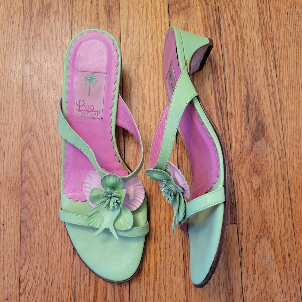 Lilly Pulitzer Green and Pink Sandals